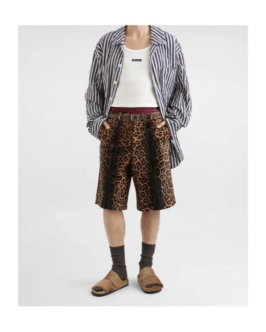 Dolce & Gabbana Blue Crinkled Stripe Oversized Shirt for men