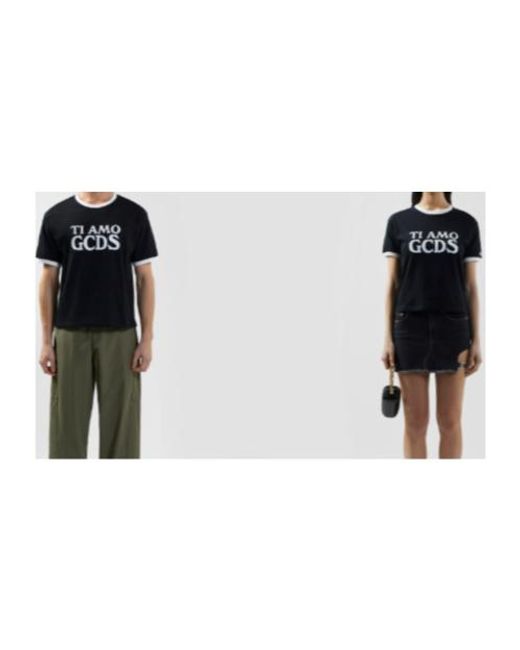 Gcds Black Ti Amo Boxy T-Shirt for men