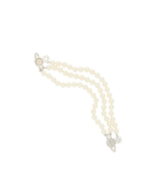 Vivienne Westwood White Three-Row Orb Choker Necklace