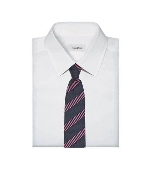 Ferragamo Blue Regimental Gancini Silk Jacquard Tie for men