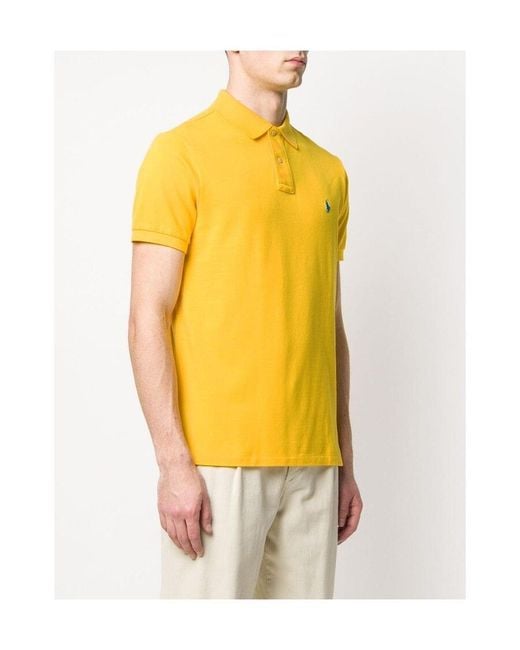 Polo Ralph Lauren Yellow Logo Embroidered Short-Sleeved Polo Shirt for men