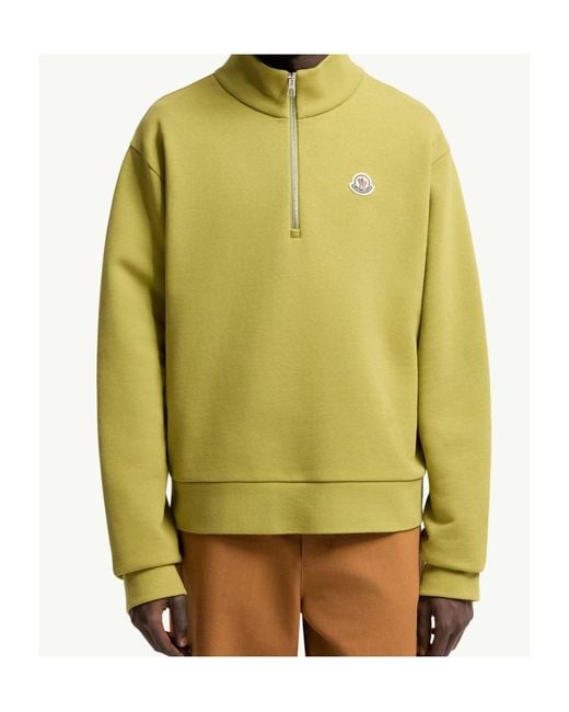 Moncler Yellow Logo Cotton Zip-Up Sweatshirt for men