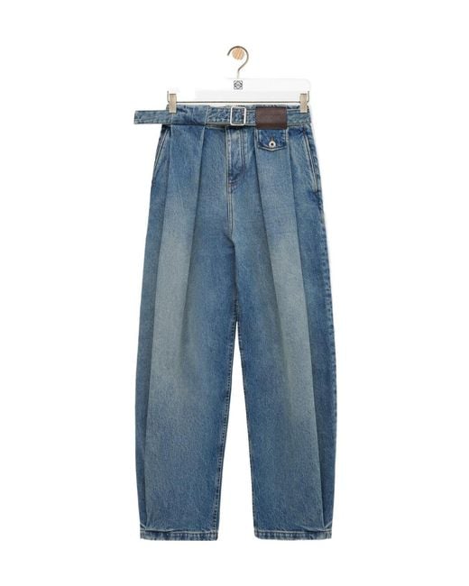 Loewe Blue Pleated Loose Leg Jeans