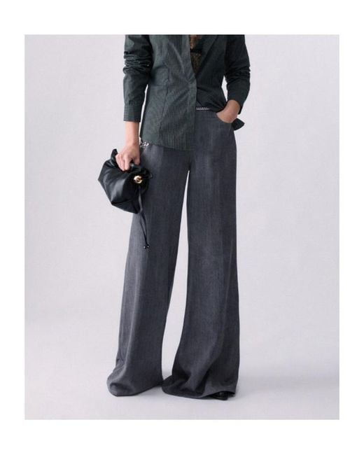 Liu Jo Gray Flare Pants With Belt