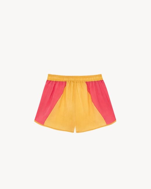Saint Laurent Orange Logo Embroidered Color-Block Shorts