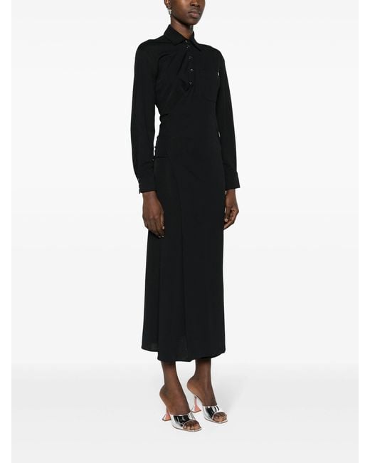 Rabanne Black Ruched Straight Hem Wrap Dress
