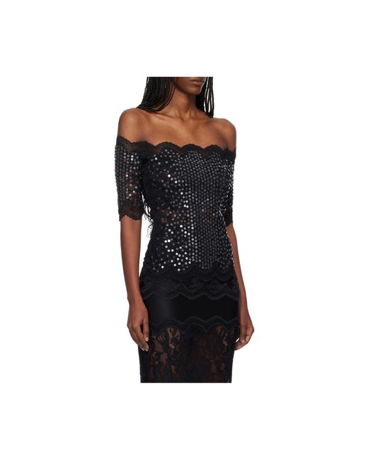 Rabanne Black Sequin Lace Top