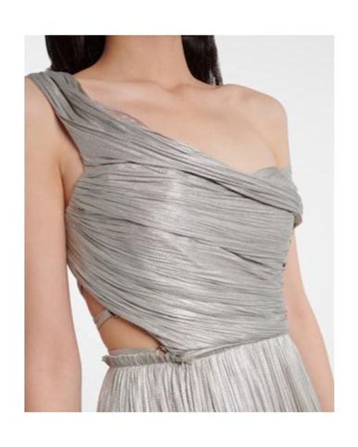 Maria Lucia Hohan White Serene Asymmetric Silk Mousseline Gown