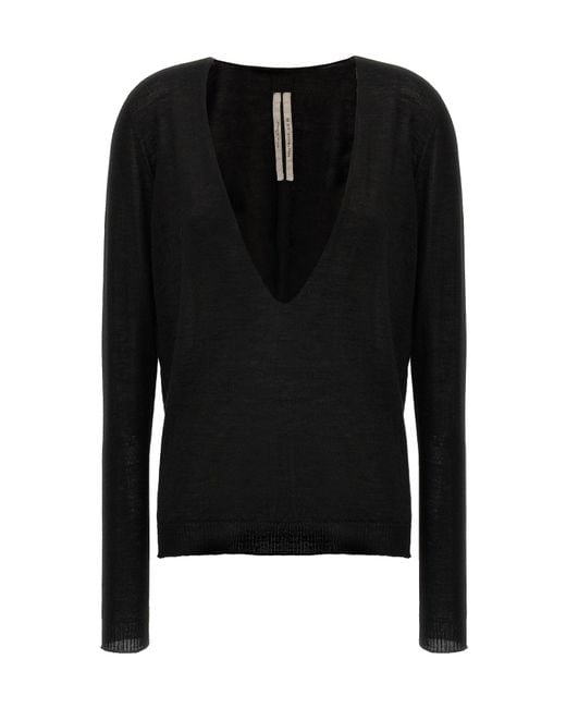 Rick Owens Black Extreme V Neck Pullover