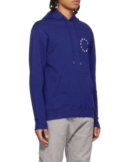 Etudes Studio Blue Europa-Print Organic Cotton Hoodie for men