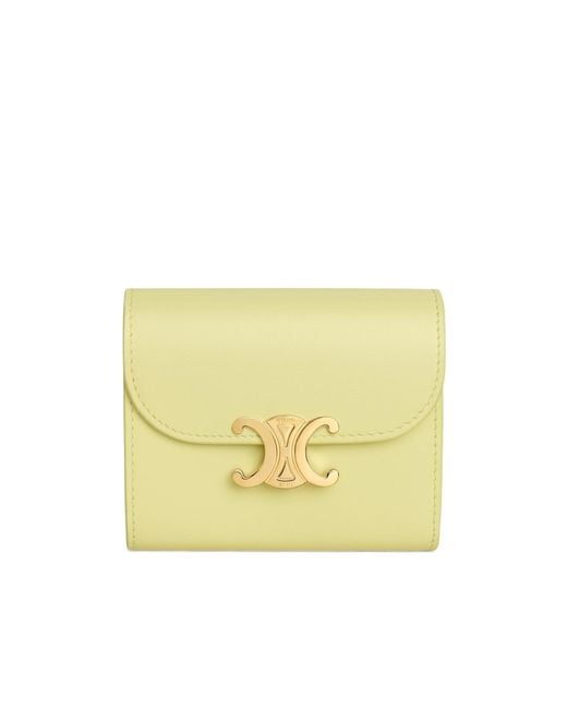 Céline Yellow Small Flap Wallet Triomphe