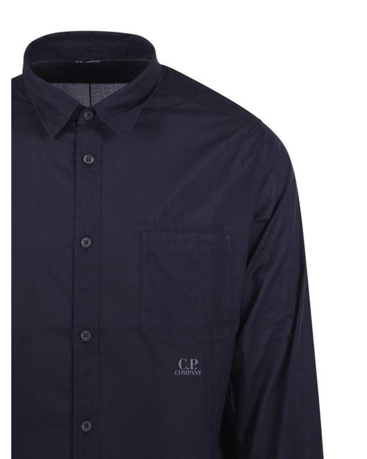 C P Company Blue Classic Long-Sleeve Shirt for men