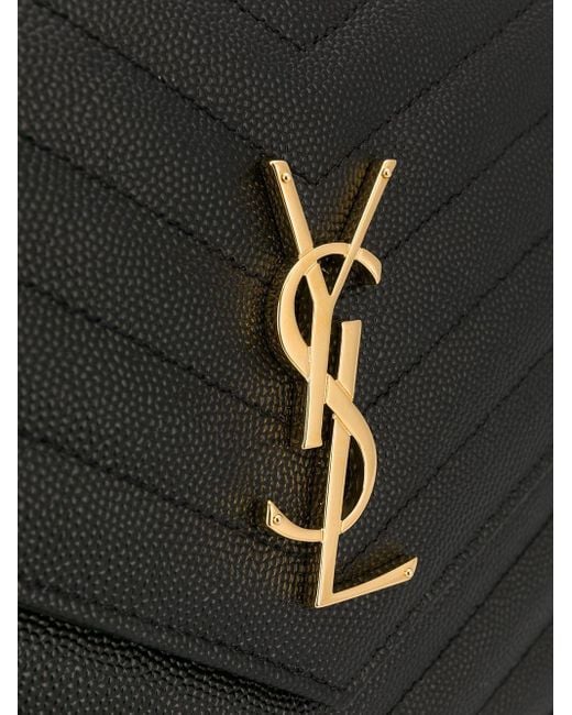 Saint Laurent Black Cassandre Quilted Flap Pouch