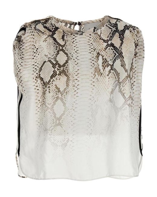 Nude White Snake Print Bloshirt