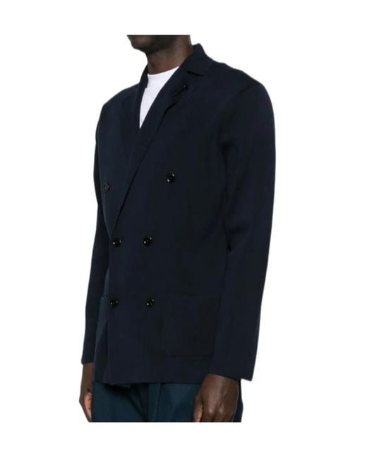 Lardini Black Double-Breasted Pocketed Cardigan for men