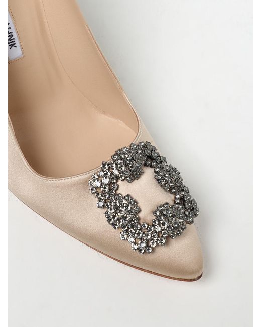 Manolo Blahnik White Embellished Pointed Heeled Pumps