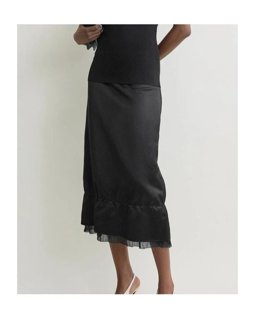 Totême  Black Totême Layered Satin Skirt