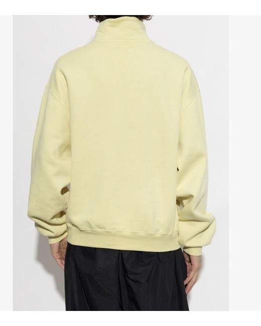 Jacquemus Yellow Gros Grain Quarter-Zip Logo-Patch Sweatshirt for men