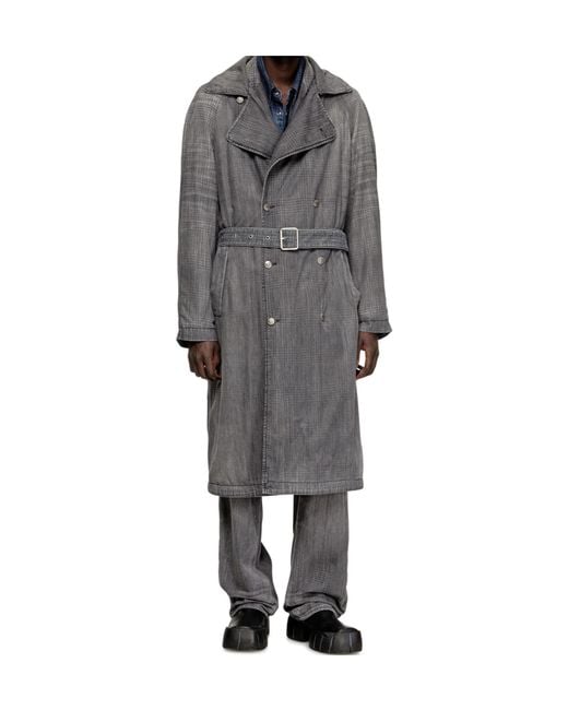 DIESEL Gray D-Matthew- Double Breasted Belted Coat for men
