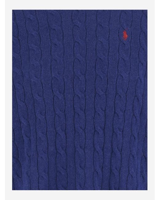 Polo Ralph Lauren Blue Logo-Embroidered Crewneck Jumper