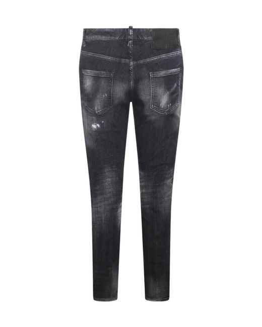 DSquared² Gray Straight-Leg Distressed Jeans