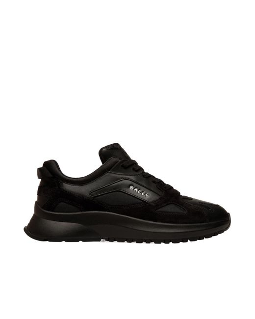 Bally Black Outline Lace-Up Sneakers for men