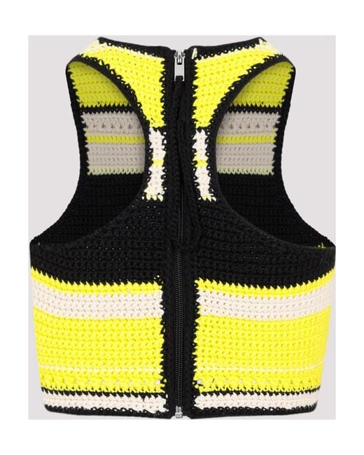 Ganni Yellow Crochet Racerback Bikini Top