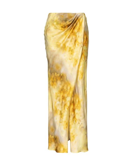 Pinko Metallic Faded Floral Print Gathered Skirt