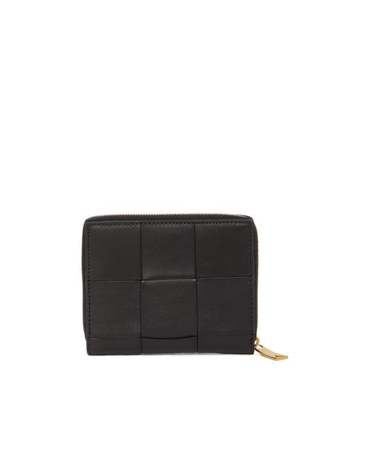 Bottega Veneta Black Intrecciato Zipped Bi-Fold Wallet