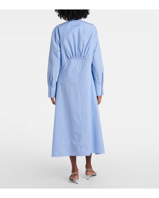 Jil Sander Blue Pinstripe Cotton Shirt Dress