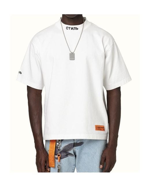 Heron Preston White Round-Necked Logo T-Shirt for men