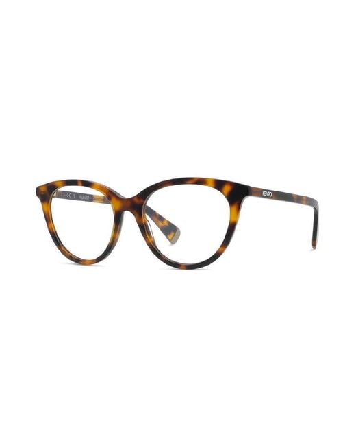 KENZO White Tortoiseshell Cat-Eye Frame Glasses