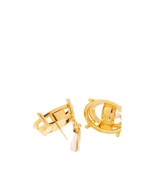 Balenciaga Metallic Frame Oval Clip-On Earrings