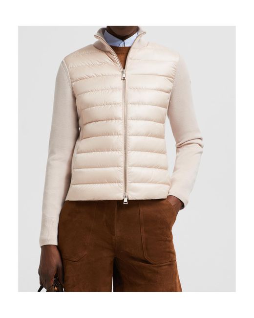 Moncler Pink Panelled Zip-Up Padded Jacket