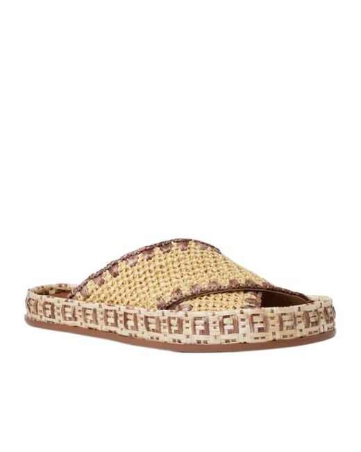 Fendi Brown Ff Motif Large Intersecting Bands Sandals