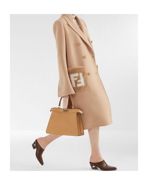 Fendi Natural Double-Breasted Long Coat