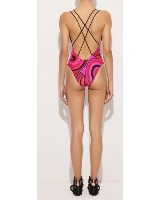 Emilio Pucci Pink Pucci Marmo Printed One-Piece Swimsuit