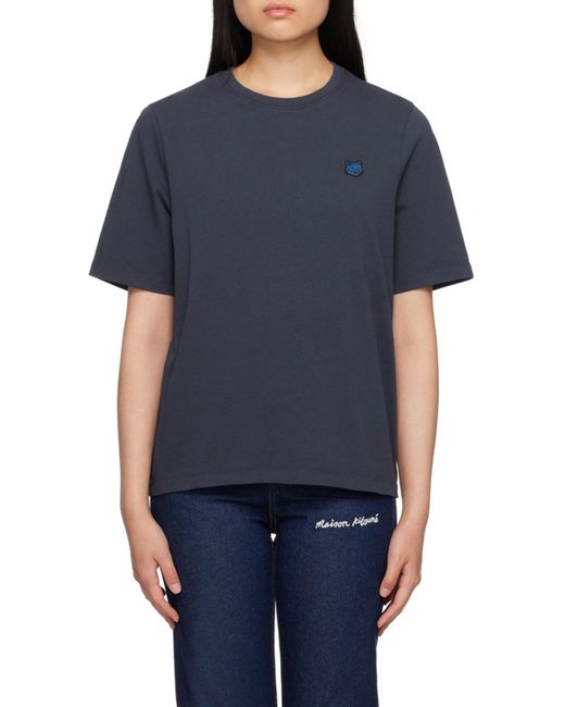 Maison Kitsuné Blue T-Shirt With Round Neck And Short Sleeves