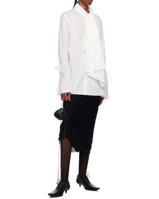Yohji Yamamoto White Clasp Leather Shoulder Bag