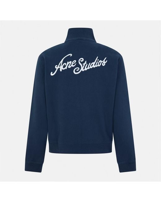 Acne Blue Logo Zip Hoodie for men