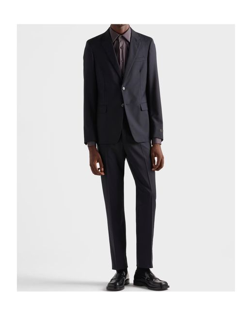 Prada Black Single Breasted Wool And Mohair Suit for men