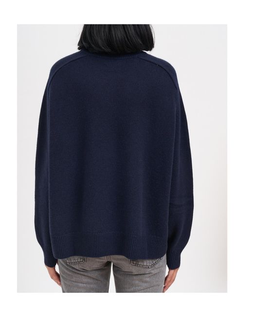 Soft Goat Blue Round-Neck Knitted Sweater