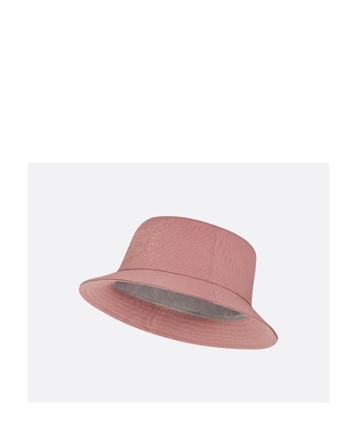 Dior Pink Homme Logo Embroidered Bucket Hat for men