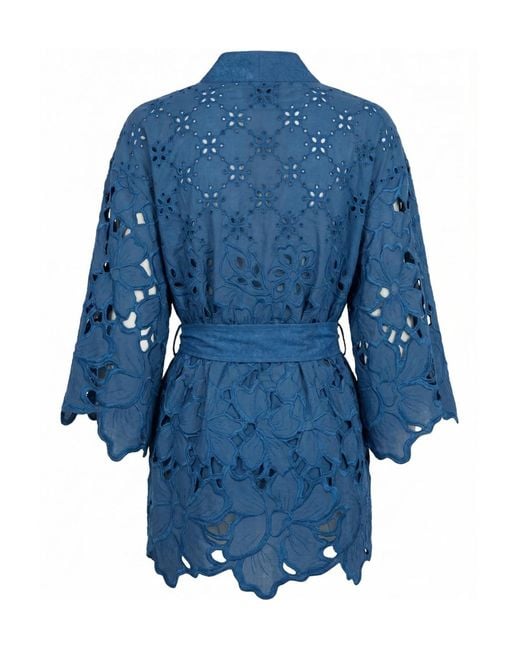 Ermanno Scervino Blue Long-Sleeved Tie-Waist Cardigan