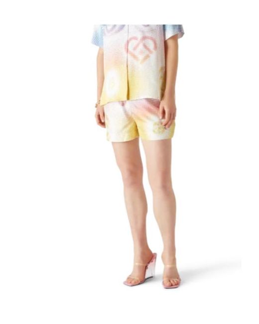 Casablanca Blue Halftone Logo Print Shorts