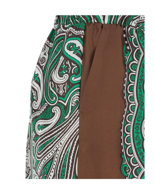 P.A.R.O.S.H. Green P.A.R.O..H. Pants With Contrast Side Stripe And All-Over Silk Scarf Print For Trousers