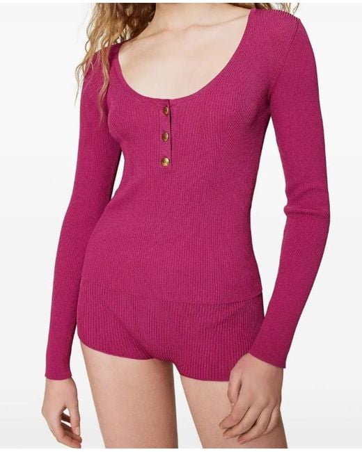 Twinset Pink Ribbed-Knit Jumper
