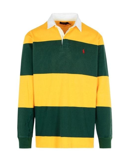 Polo Ralph Lauren Yellow Striped Rugby Polo Shirt for men