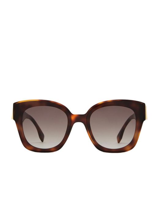 Fendi Brown Round Square-Frame Sunglasses