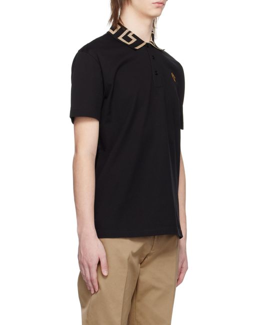 Versace Black 'Greca' Polo Shirt for men